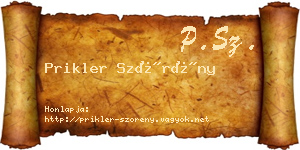 Prikler Szörény névjegykártya